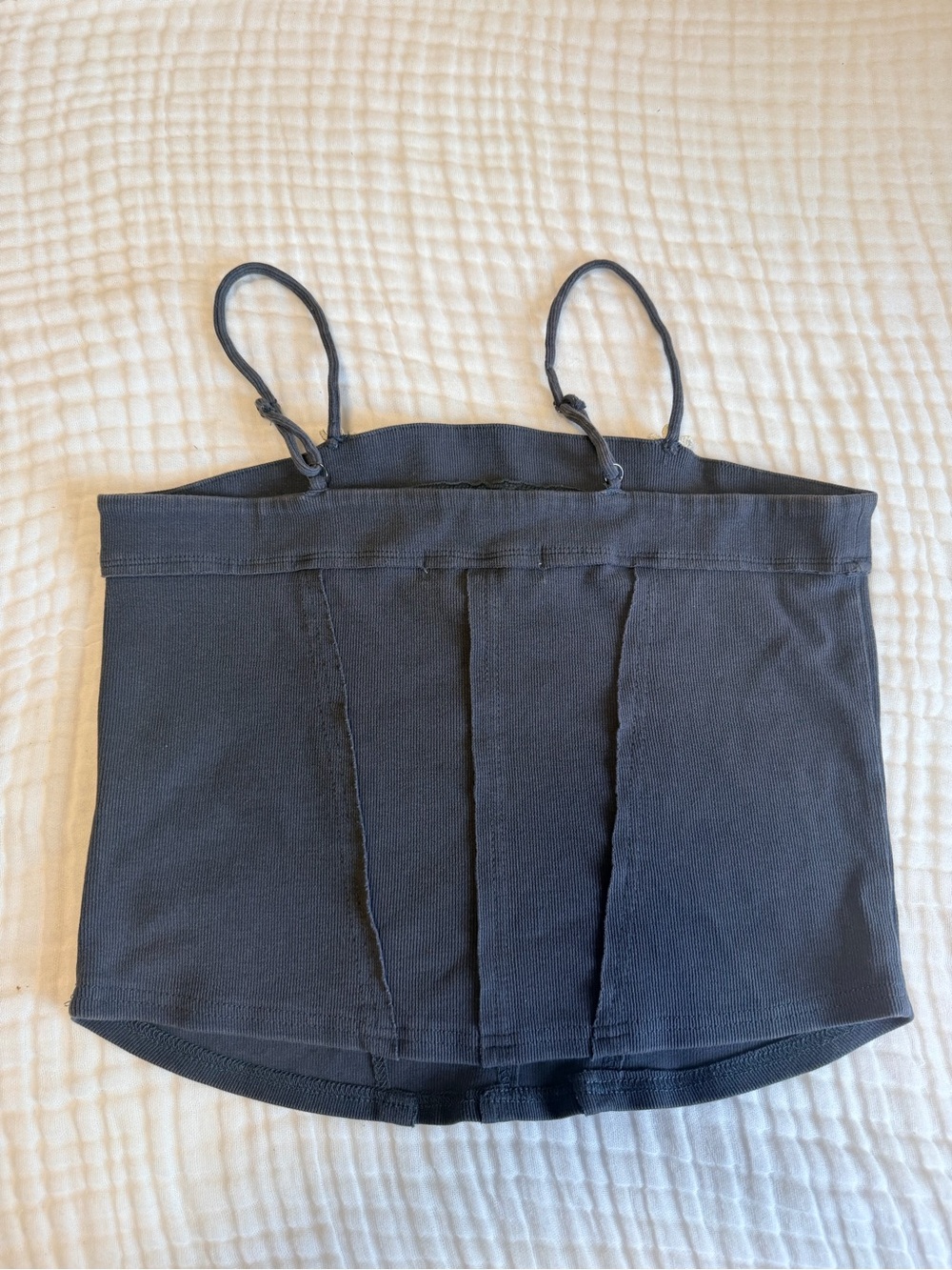 NATURAL LIFE Gray Ribbed Corset Style Top - Picture 3 of 3